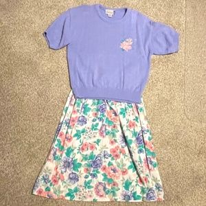 Vintage Outfit Bundle! Diversity Pleated Skirt and Short sleeve Sweater